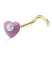 Pink Heart Curved Nose Stud NSKB-784